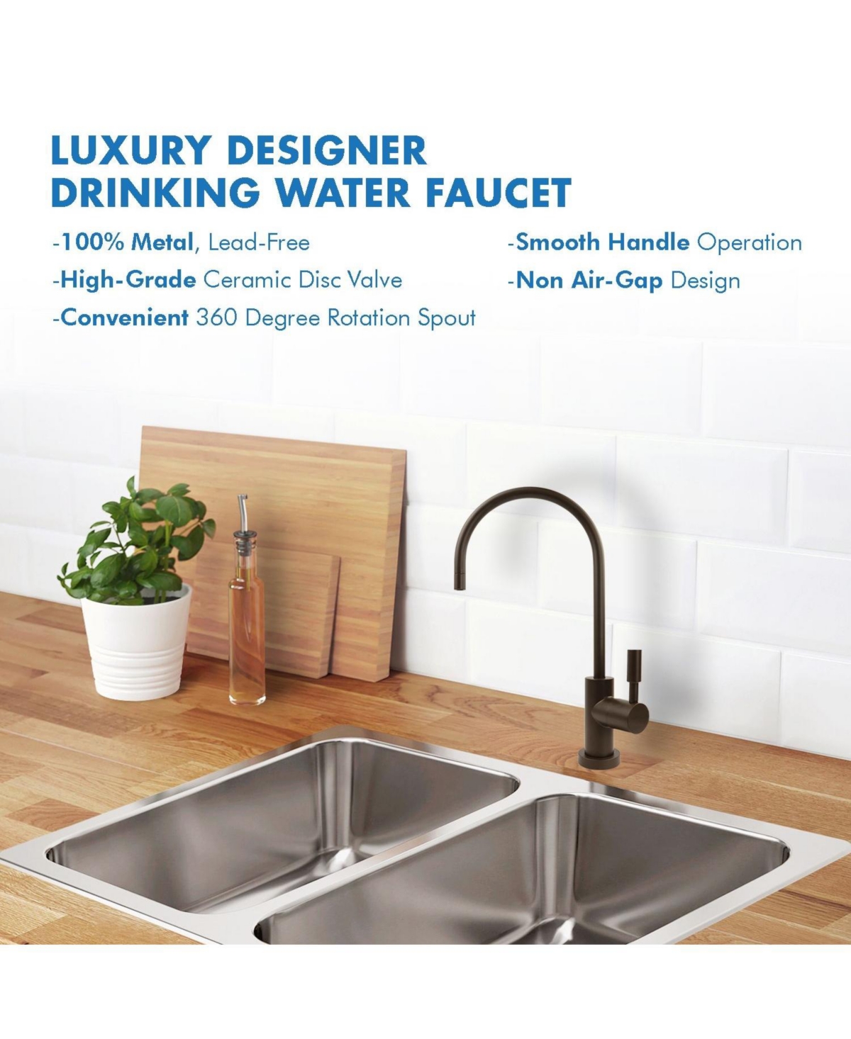 Apec Water Systems Apec Drinking Water Reverse Osmosis Faucet with Non Air Gap in Matte Bronze