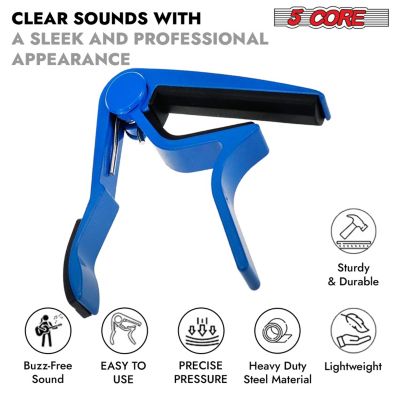 5Core Capo Acoustic Electric Guitar 6 String Kapo Clip For Banjo Mandolin Ukulele - CAPO BLUE 1Pc