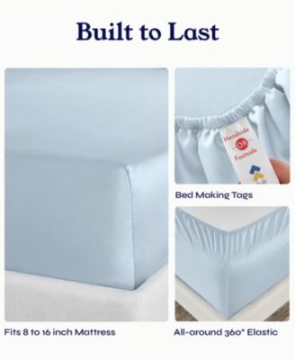 Extra Long Staple 500 Thread Count Cotton Sateen Weave 4 Piece Sheet Set, Queen