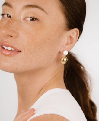 Pebble and Freshwater Pearl Dangle Earrings