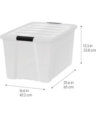 4 Pack 72qt Plastic Storage Bin with Lid and Secure Latching Buckles, Pearl