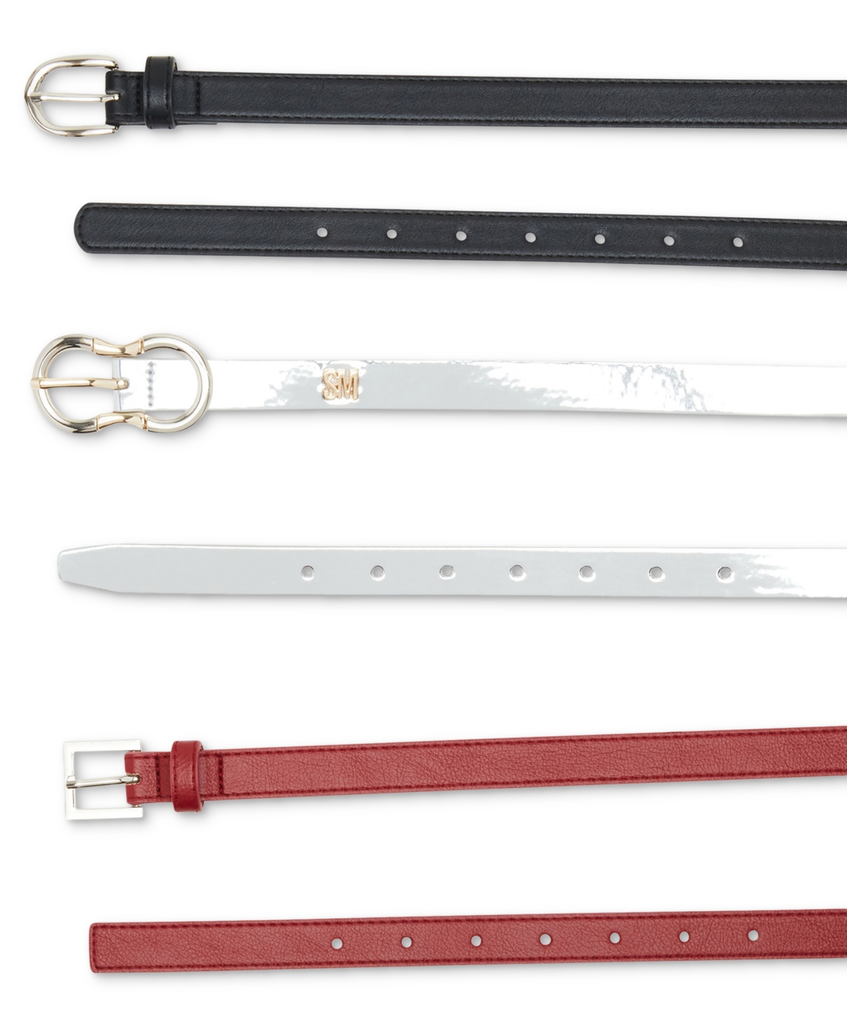 Steve Madden Women's 3-pc. Faux-leather Belt Set In Wine Multi