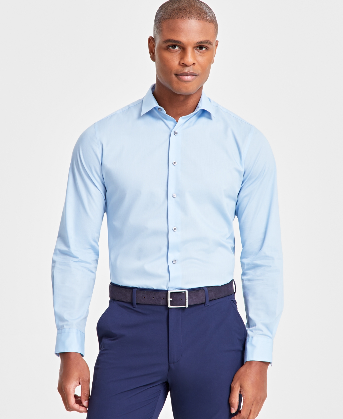 ALFANI MEN'S SLIM-FIT SOLID DRESS SHIRT, CREATED FOR MACY'S 