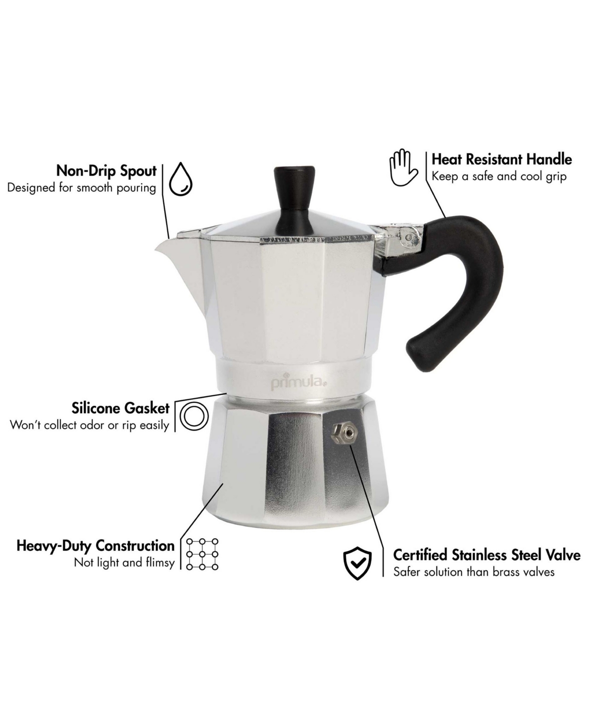 Primula Aluminum Stovetop 3-cup Espresso Maker In Silver