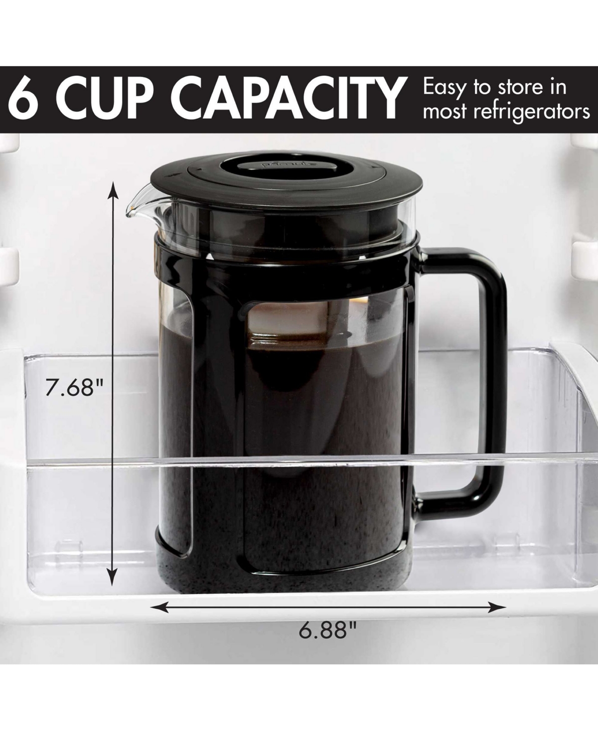 Primula Logan 1.6 Qt. Cold Brew Coffee Maker With Protective Holder Filter In Black
