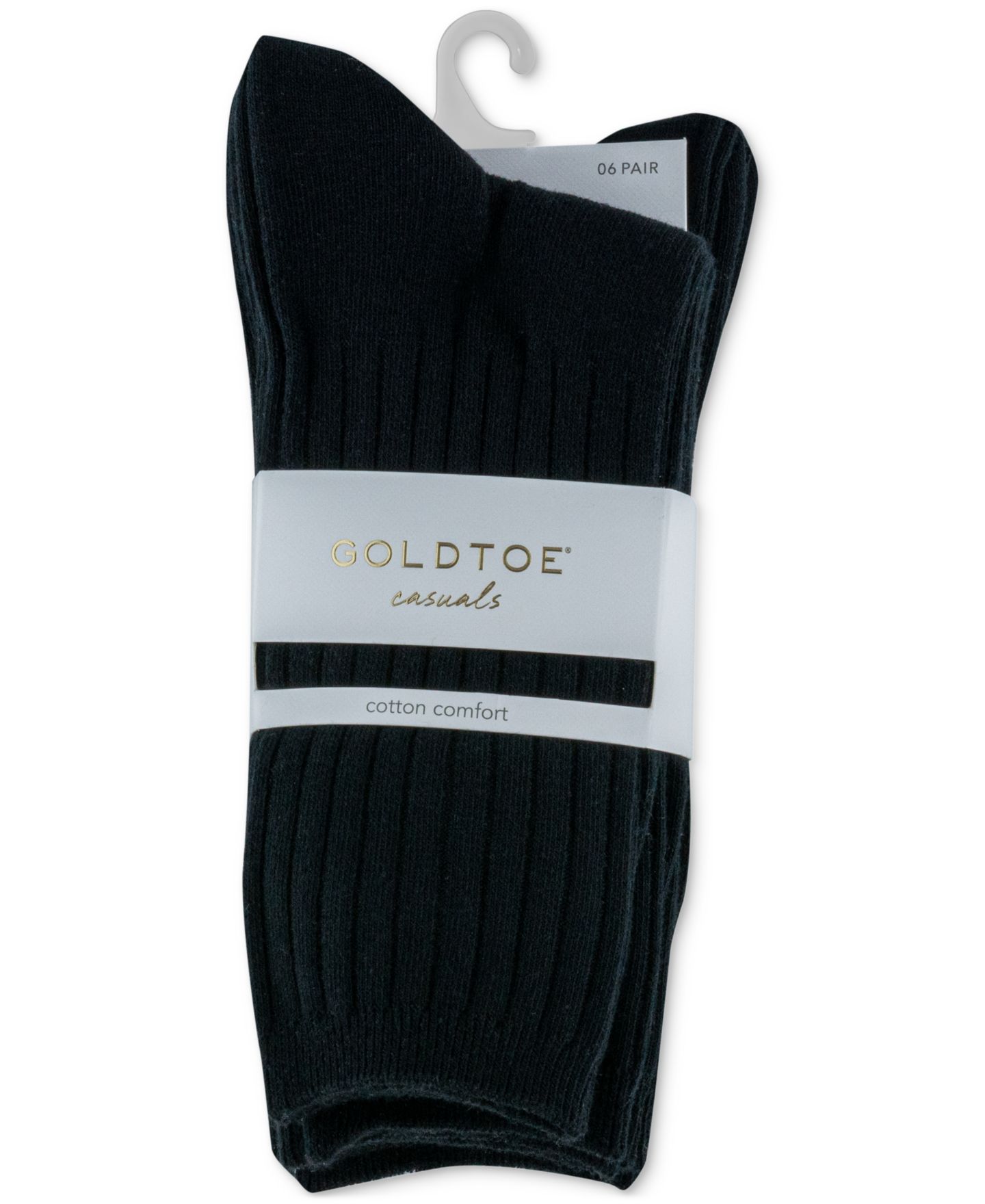 Носки Casual, средней высоты, в рубчик, 6 шт. — Gold Toe, цвет: Чёрный — фото 2