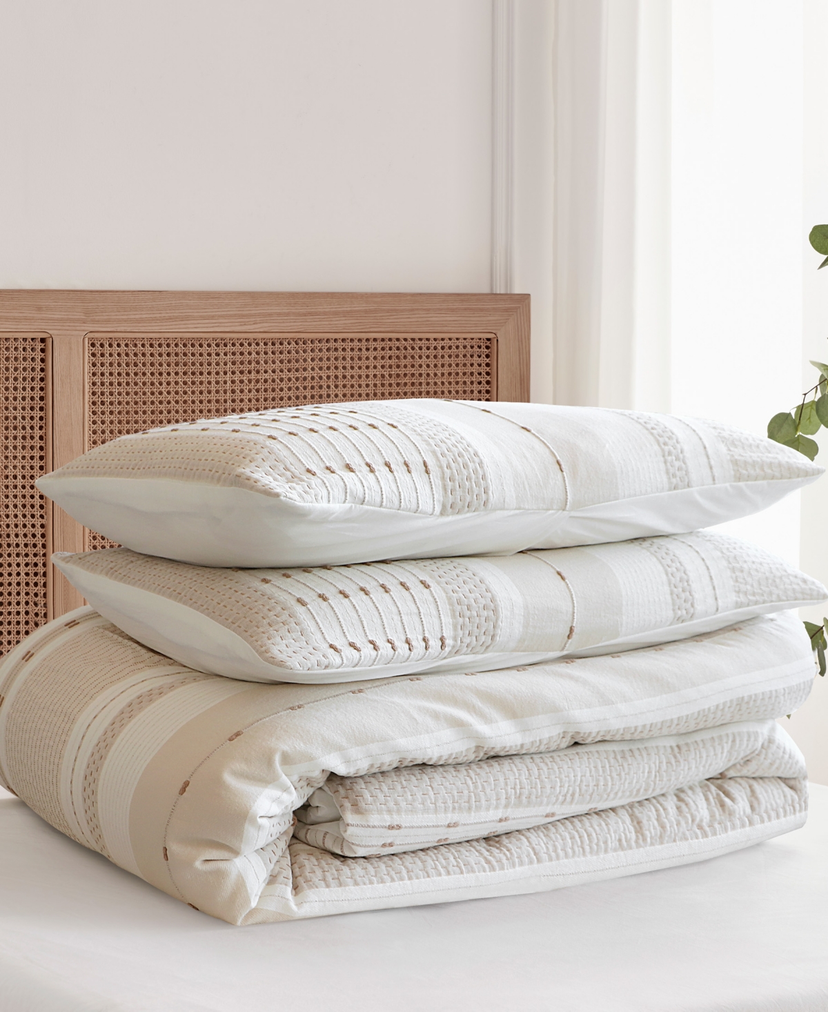 Levtex Pickford Dotted Stripe 3-pc. Duvet Cover Set, Full/queen In Beige