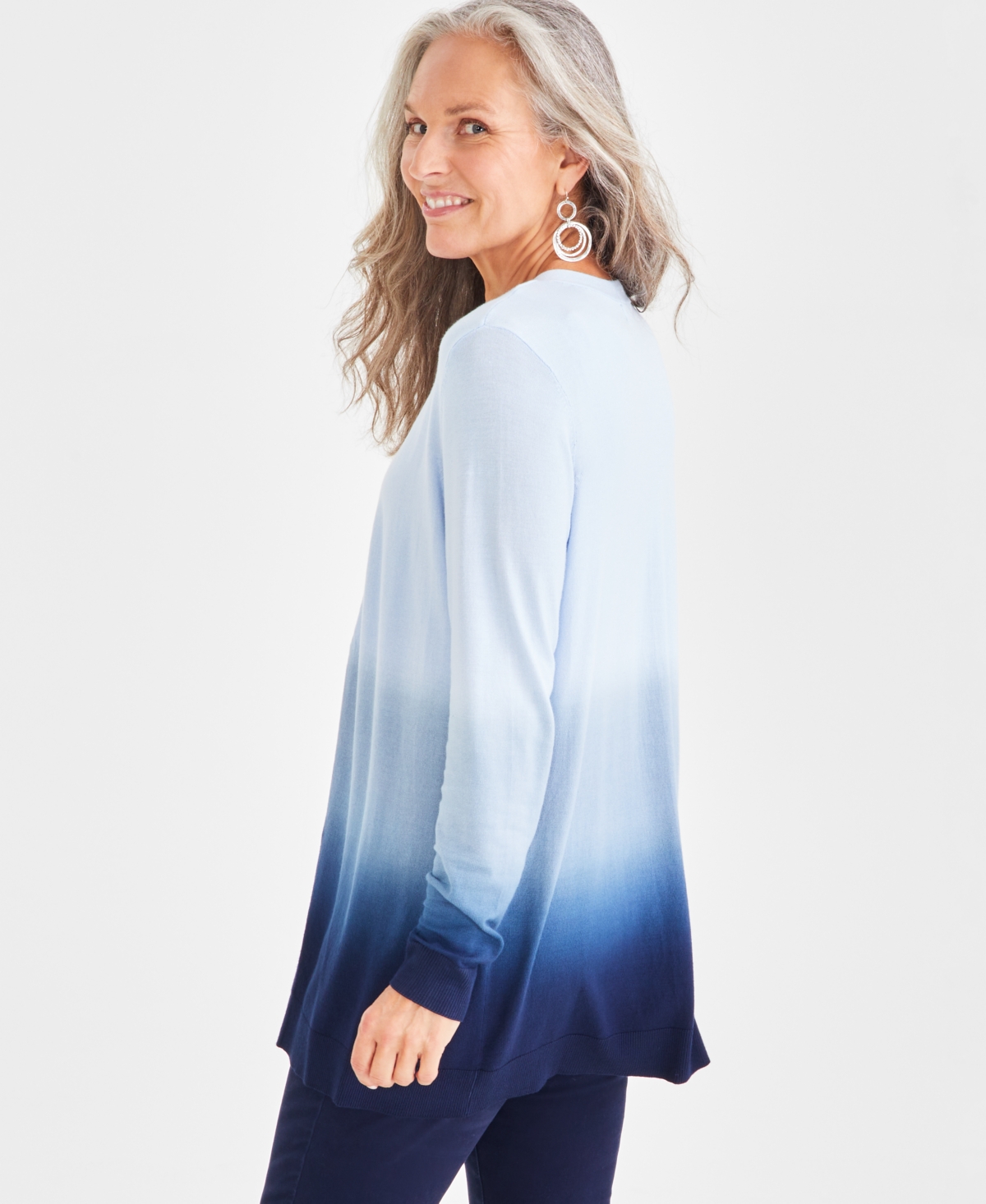 Style & Co Petite Dip-Dyed Open-Front Cardigan Sweater, Created for Macy's