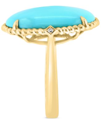 EFFY&reg; Turquoise & Diamond Accent Rope Frame Statement Ring in 14k Gold