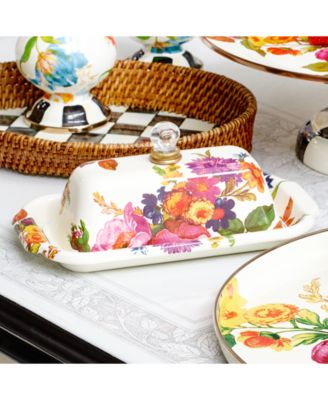 White Flower Market Enameled Steel Butter Box