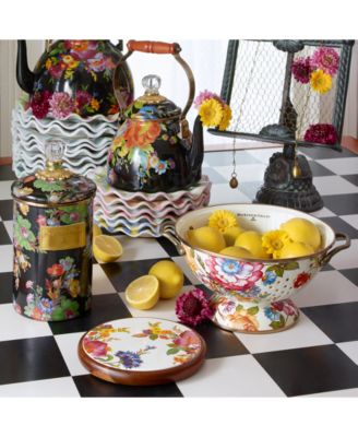 White Flower Market Large Colander