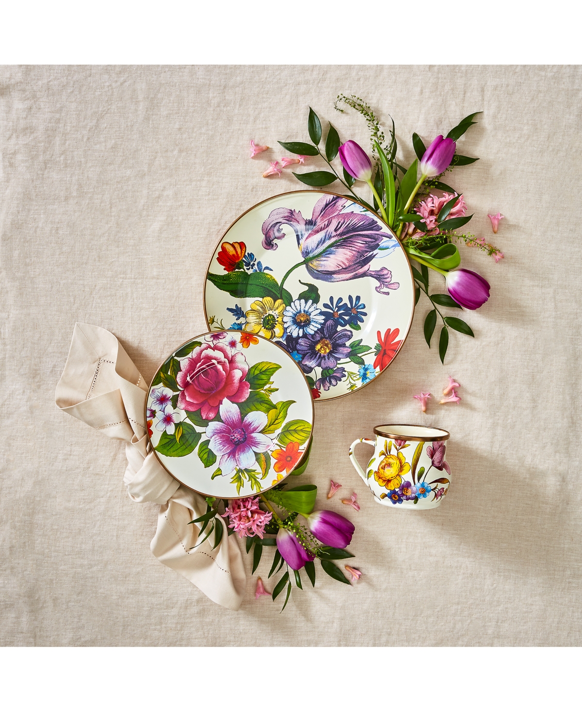 Shop Mackenzie-childs White Flower Market Salad/dessert Plate In No Color