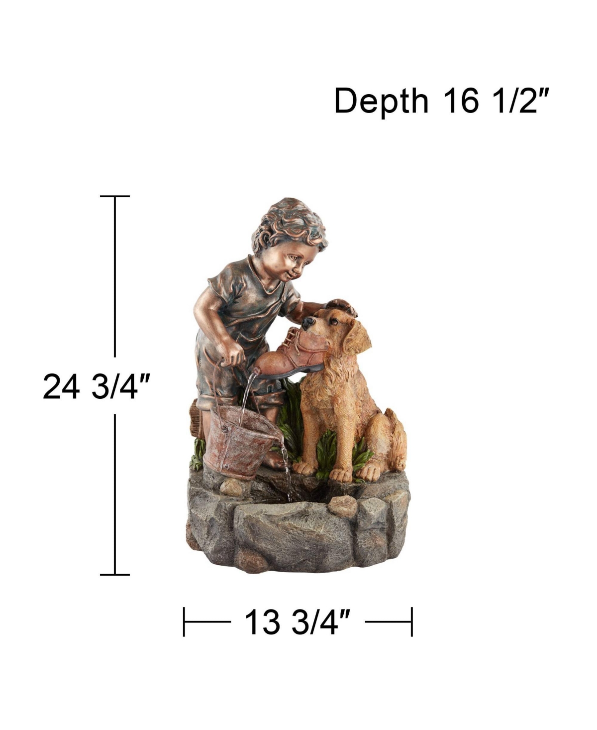 Northport Modern Boy Plays with Dog Outdoor Floor Water Fountain 24 3/4