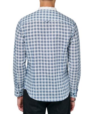 Men's Jett Moisture-Wicking Abstract Check Button-Down Mandarin Shirt