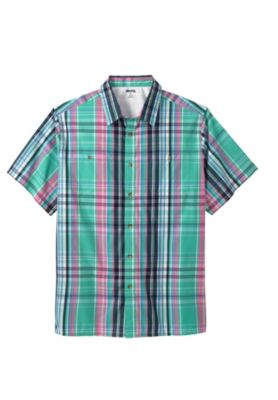 Big & Tall Plaid Wrinkle-Resistant Short Sleeve Button Down