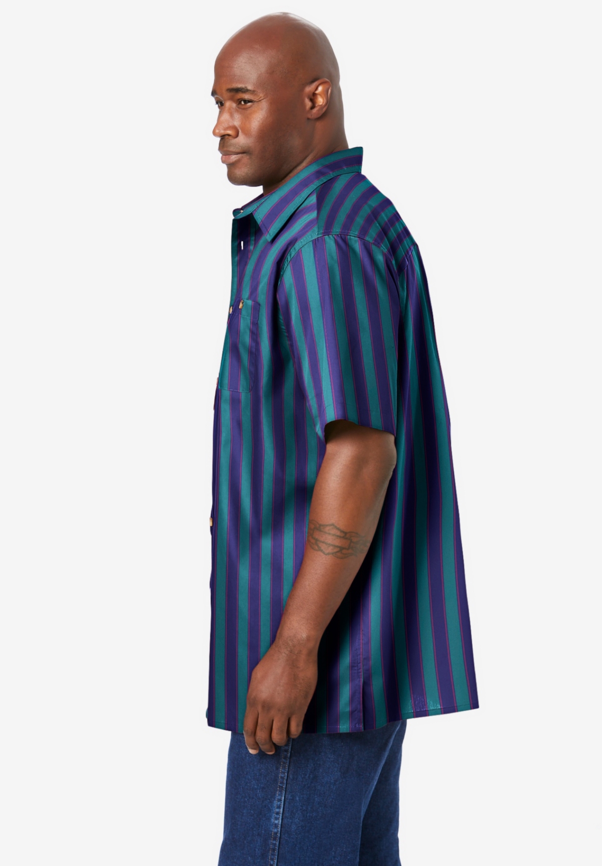 KingSize Big & Tall Striped Short-Sleeve Sport Shirt