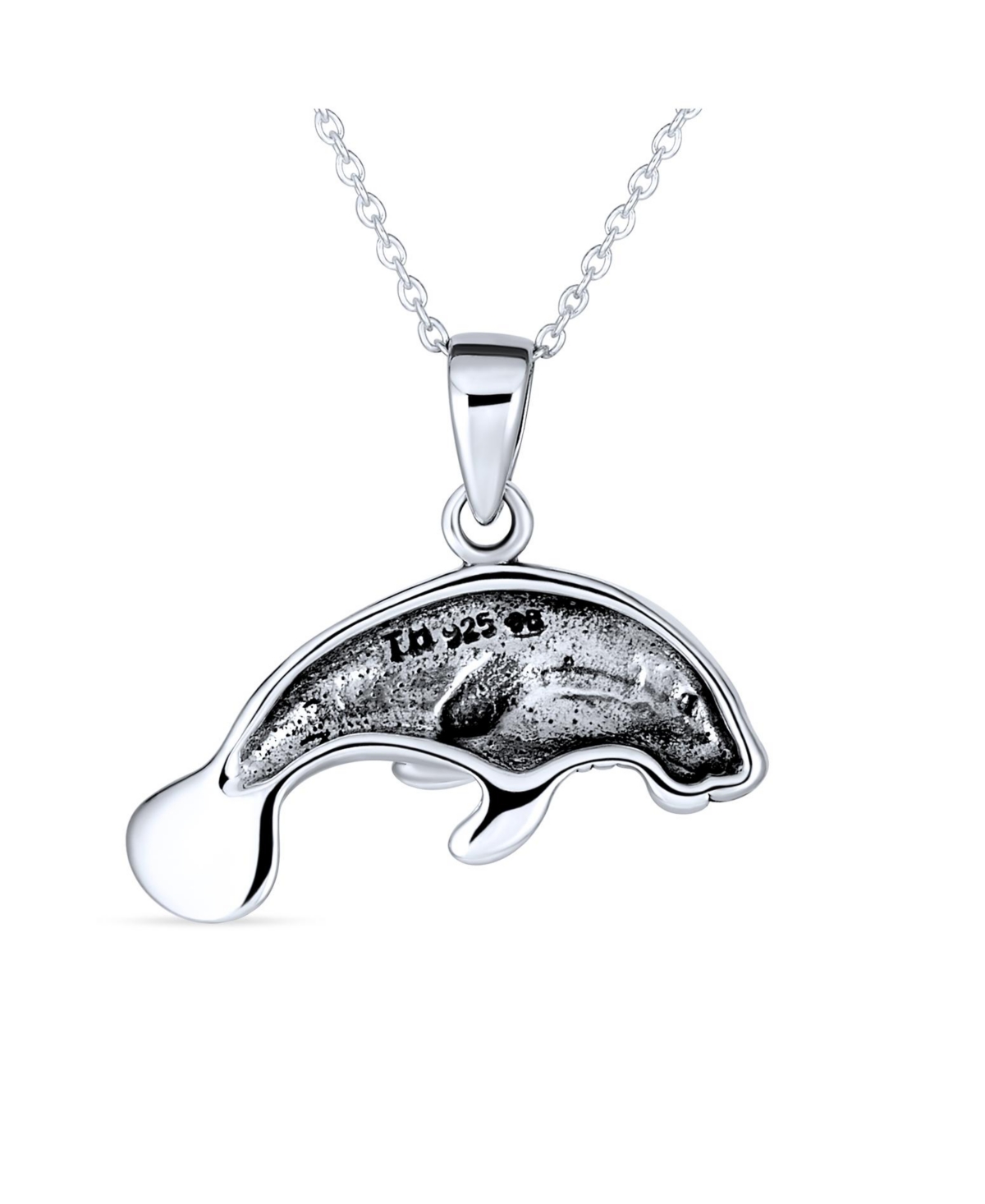 Bling Jewelry Hawaiian Nautical Sea Lover Vacation Honeymoon Sea Cow Ocean Marine Life Manatees Pendant Necklace For Women SterlingFor Women