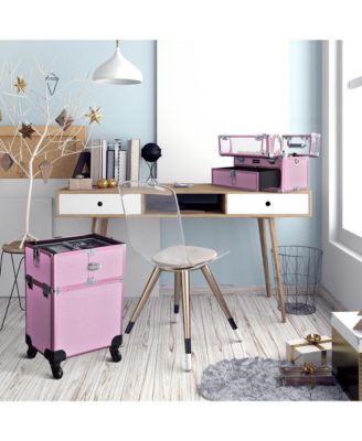 2in1 Nail Polish Organizer Rolling Makeup Train Case Manicure Storage