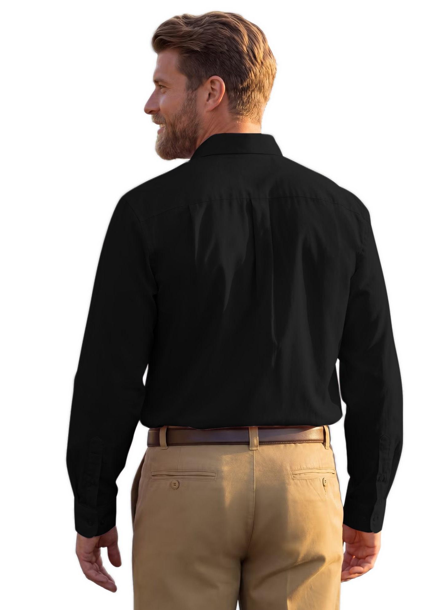 Мужская рубашка KingSize Wrinkle-Free Dress Shirt, цвет: Чёрный, вариант 1 — фото 2