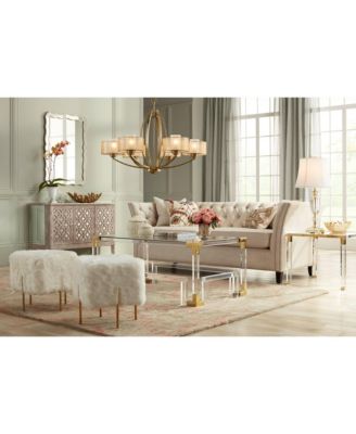 Traditional Table Lamp 31" Tall Faceted Crystal and Brass Bell Fabric Shade for Living Room Family Bedroom Bedside