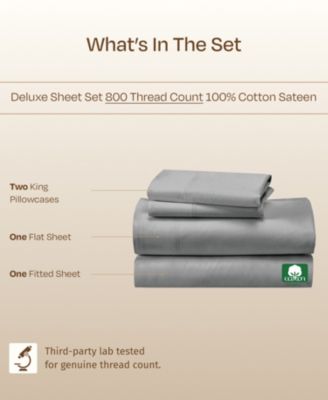 Luxury Bed Sheets Set - 800 Thread Count 100% Cotton Sheets, Deep Pocket, Soft, Cool & Breathable - King