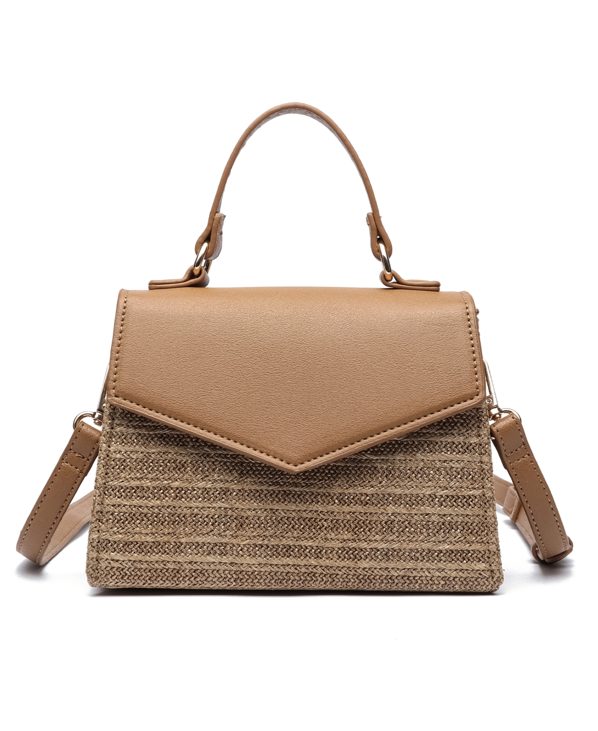 Sunny Straw Over Flap Crossbody Bag - Natural