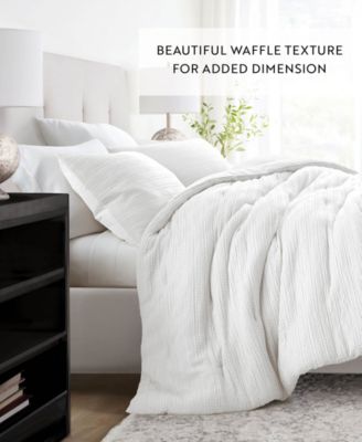 Waffle Textured 3-Piece Comforter Set, Full/Queen