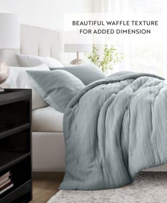 Waffle Textured 3-Piece Comforter Set, Full/Queen