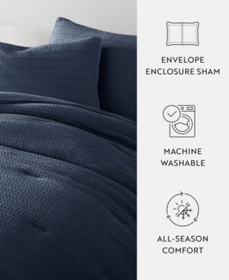 Waffle Textured 3-Piece Comforter Set, King/California King