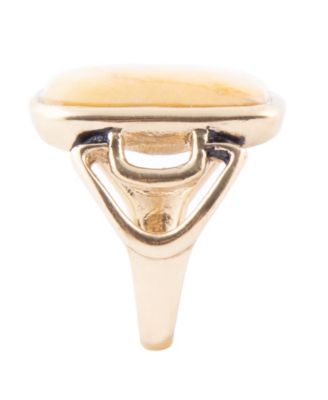 Luster Yellow Agate Golden Bronze Rectangle Ring