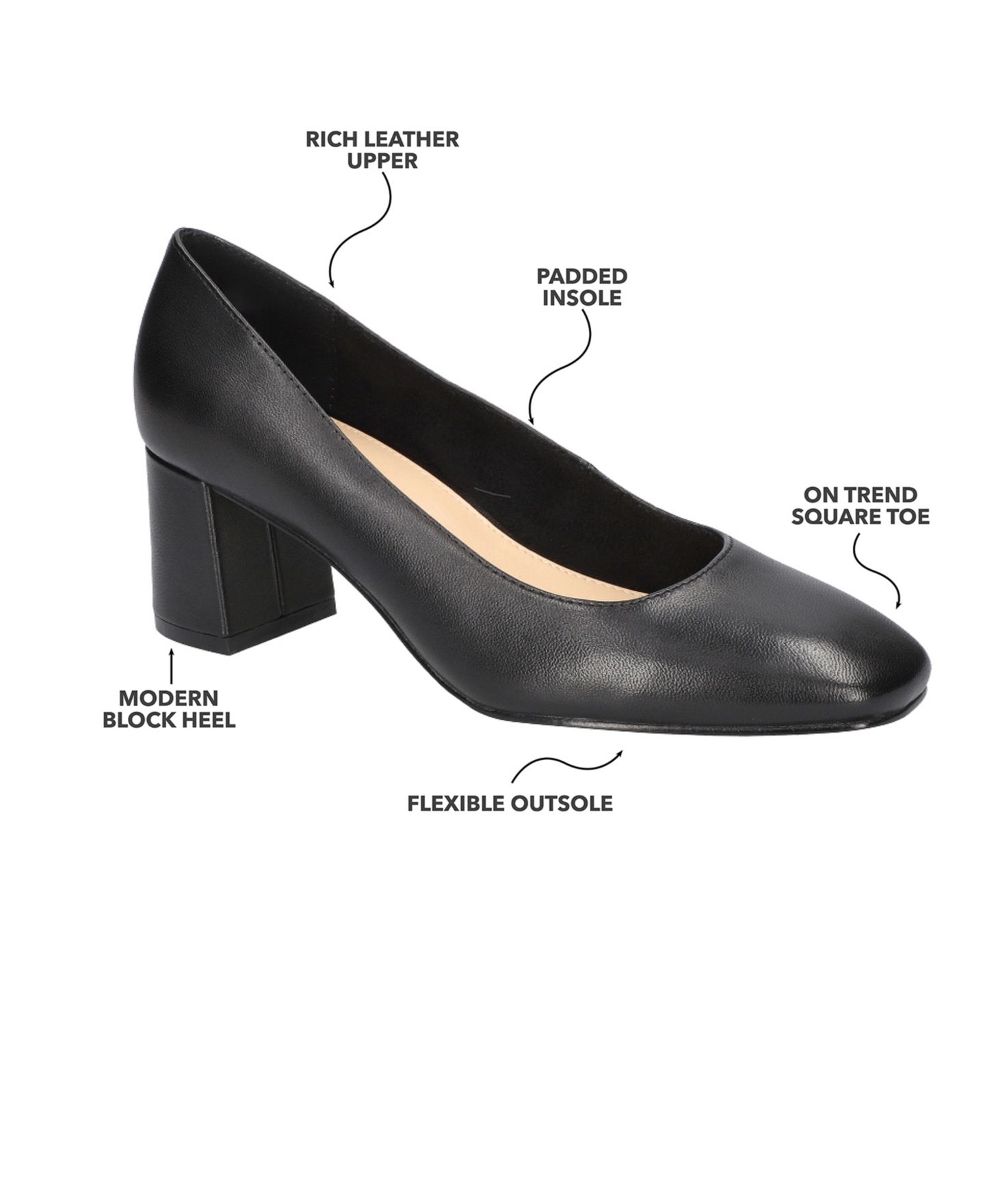 Женские туфли Bella Vita Jillian Block Heel Square Toe Pumps, цвет: Миндальный кожаный — фото 8