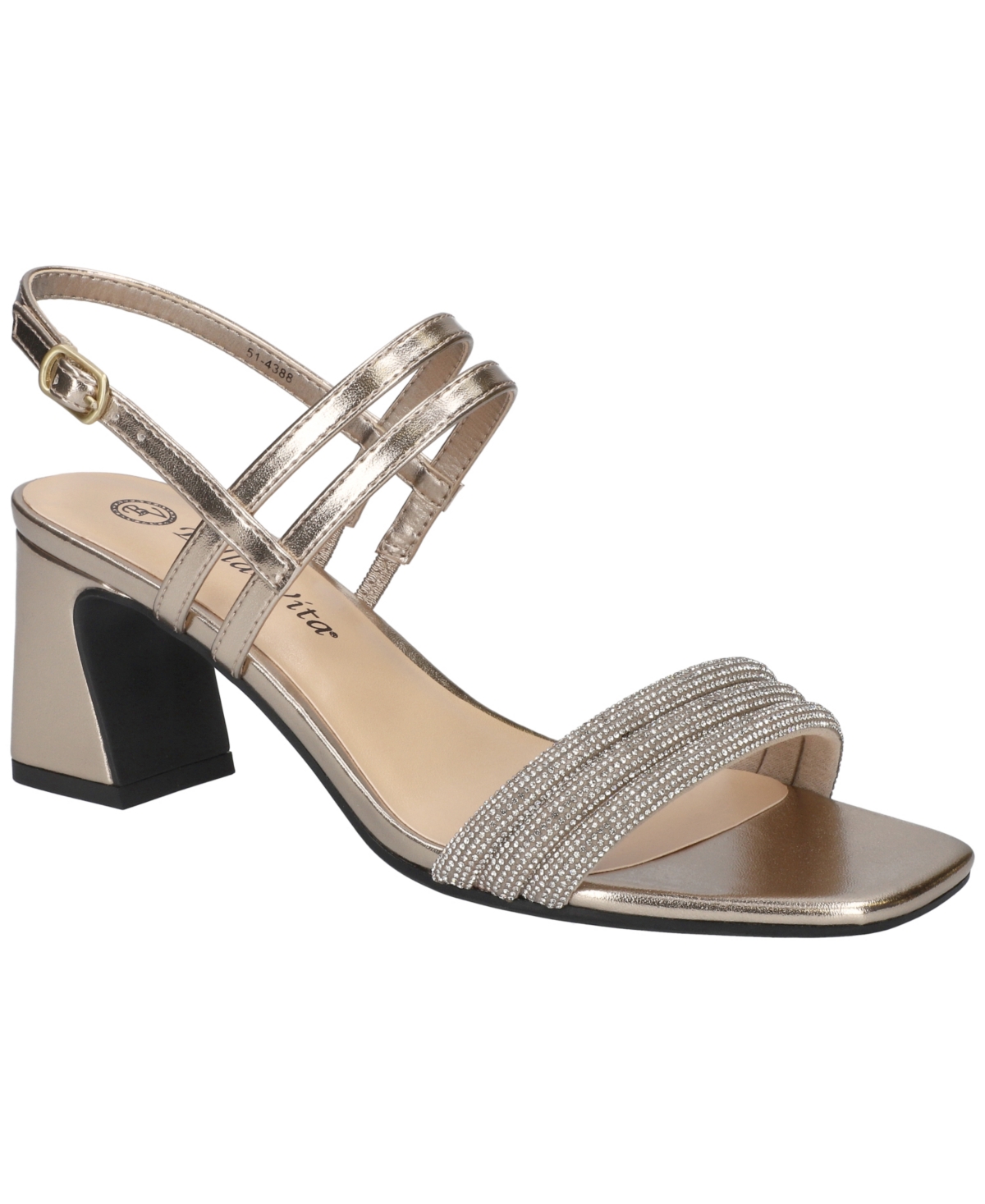 Bella Vita Women's Majesty Square Toe Block Heel Sandals In Gold