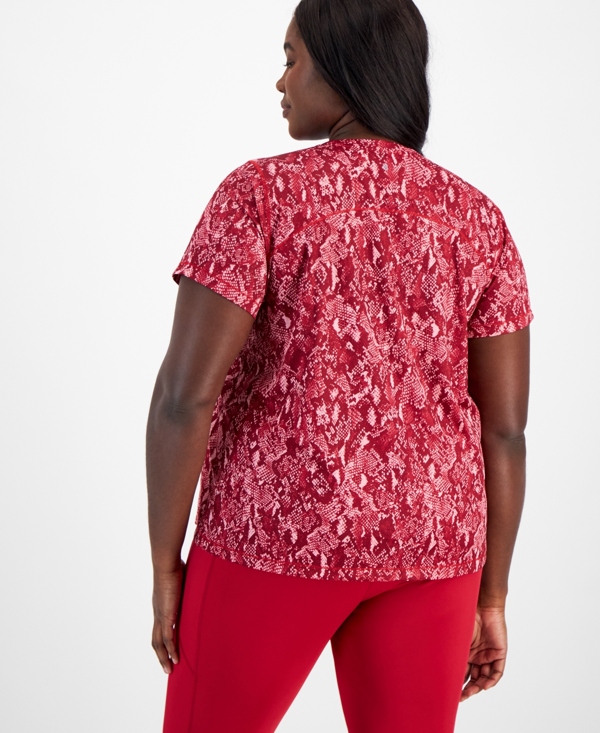 Id Ideology Plus Size Snakeskin-Print Mesh T-Shirt, Created for Macy's