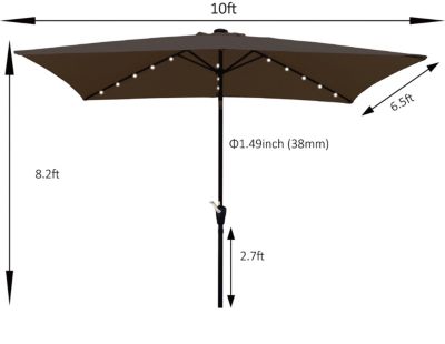 Streamdale Solar Lighted Patio Umbrella with Crank (10' x 6.5')