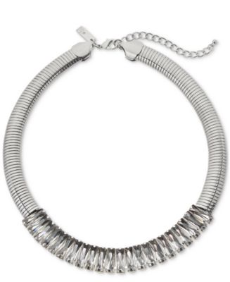 Noni Waterproof Silver Crystal Snake Chain Necklace