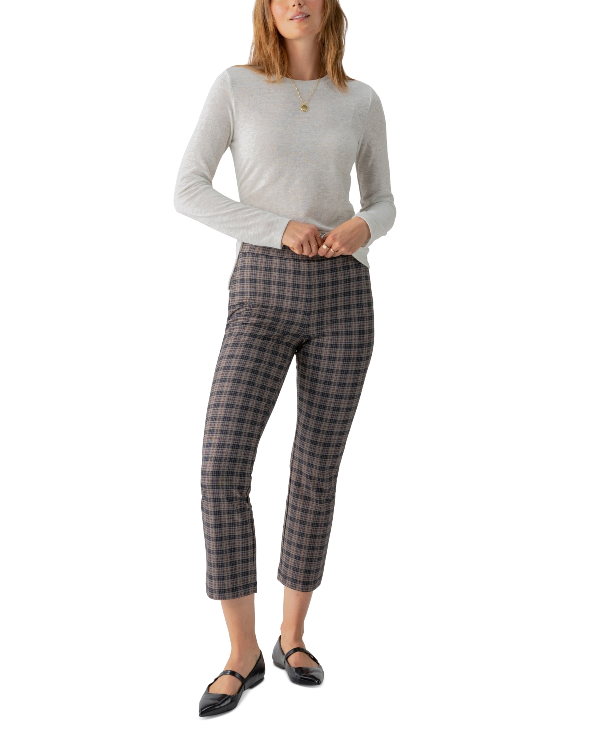 Sanctuary Carnaby Cotton Plaid Kick Crop Pants