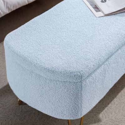 Faux Fur Storage Ottoman Bench