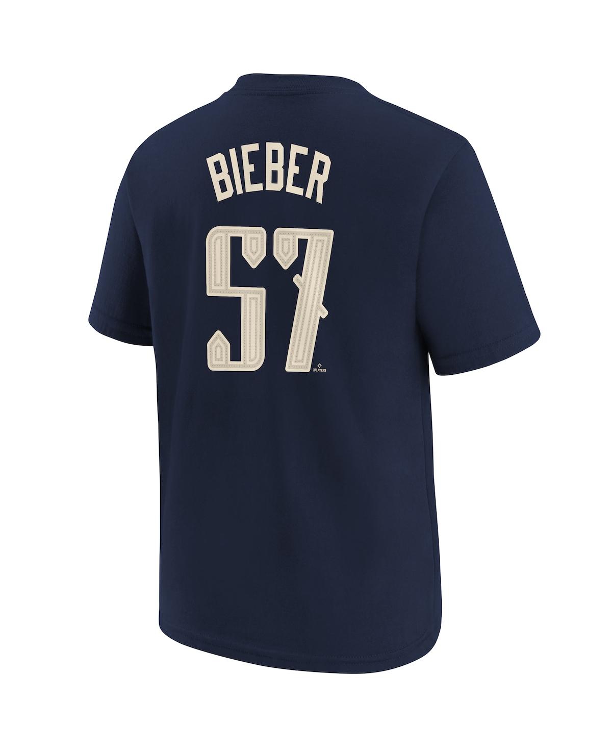 Nike Big Boys and Girls Shane BieberCleveland Guardians 2024 City Connect Name Number T-Shirt - Navy
