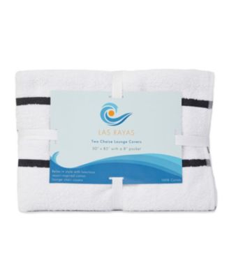 Cotton Terry Lounge Chair Covers, 2-Pack, 30" x 85" with Pocket Design