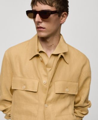 Men's Linen Pockets Detail Overshirt