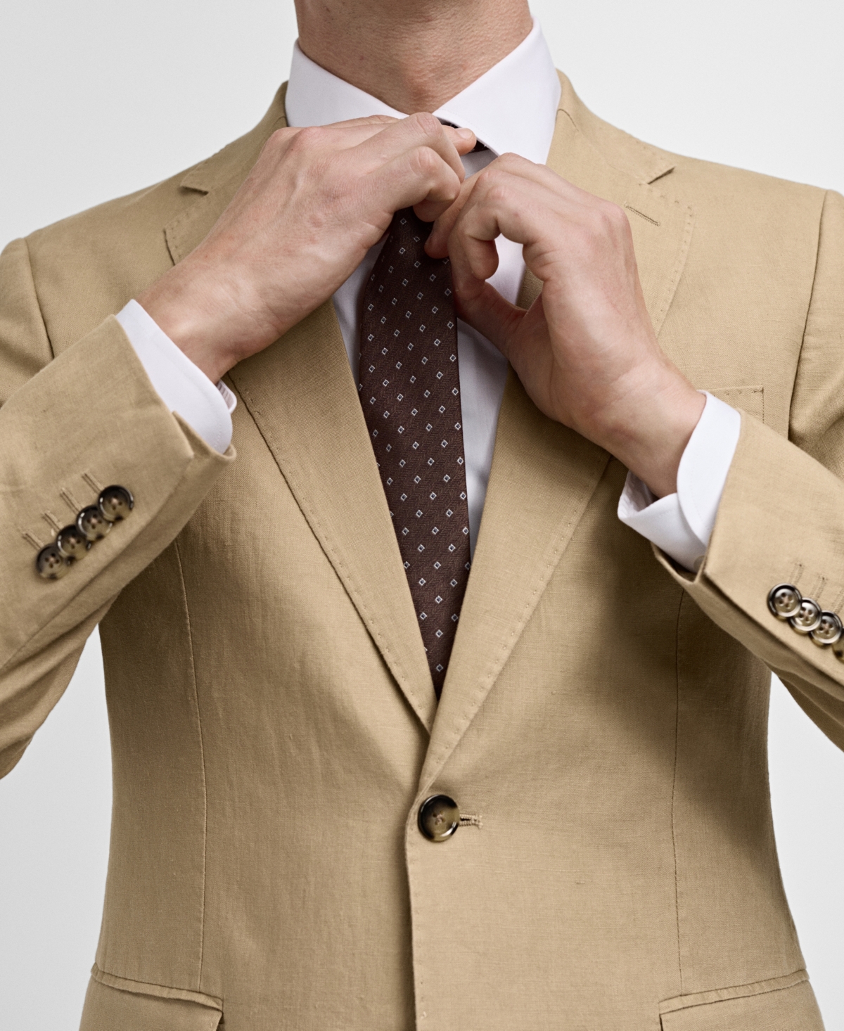 Mango Men's Linen Slim-fit Suit Blazer In Medium Brown