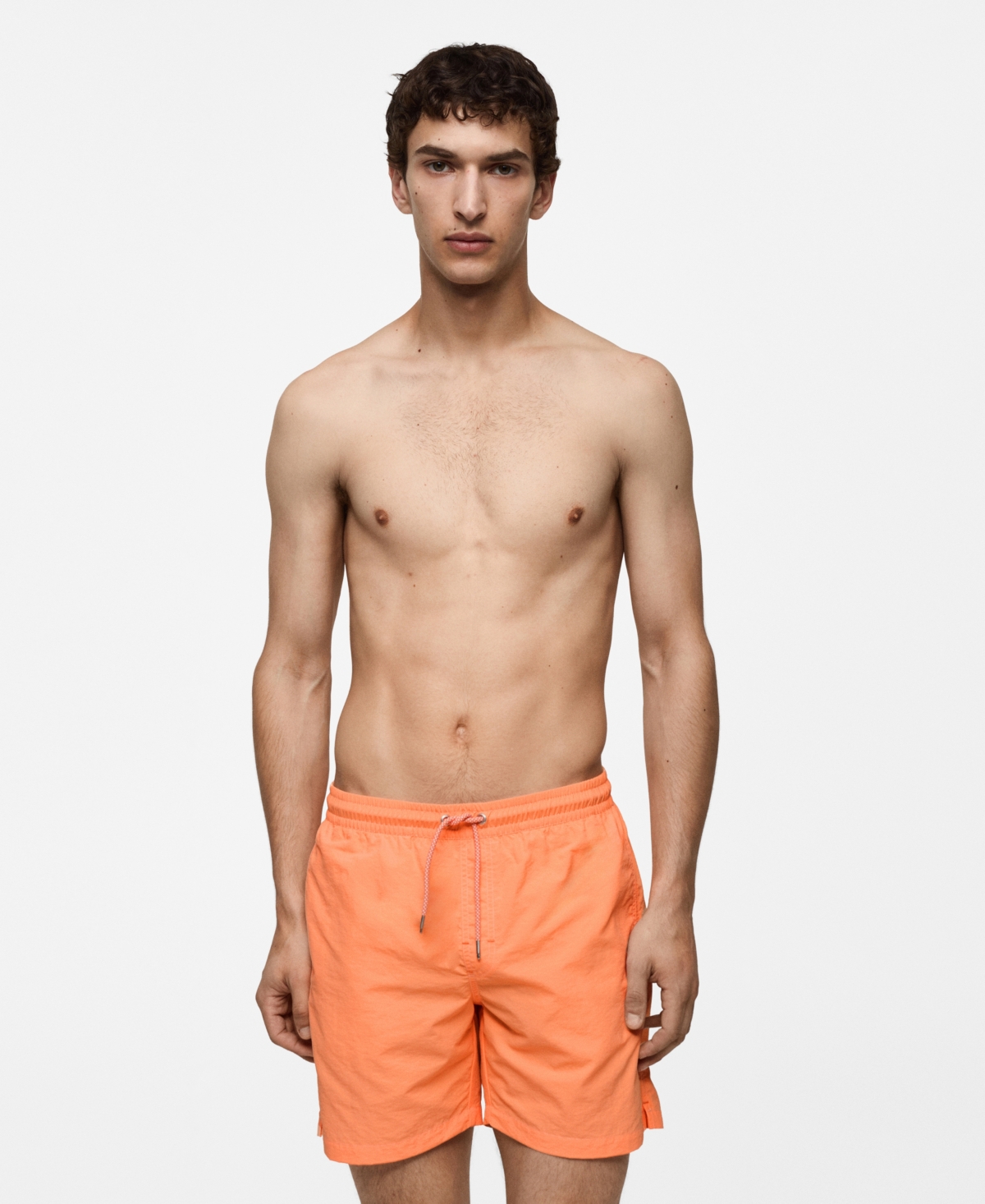 Men's Plain Lace Swimsuit - Neon Orange