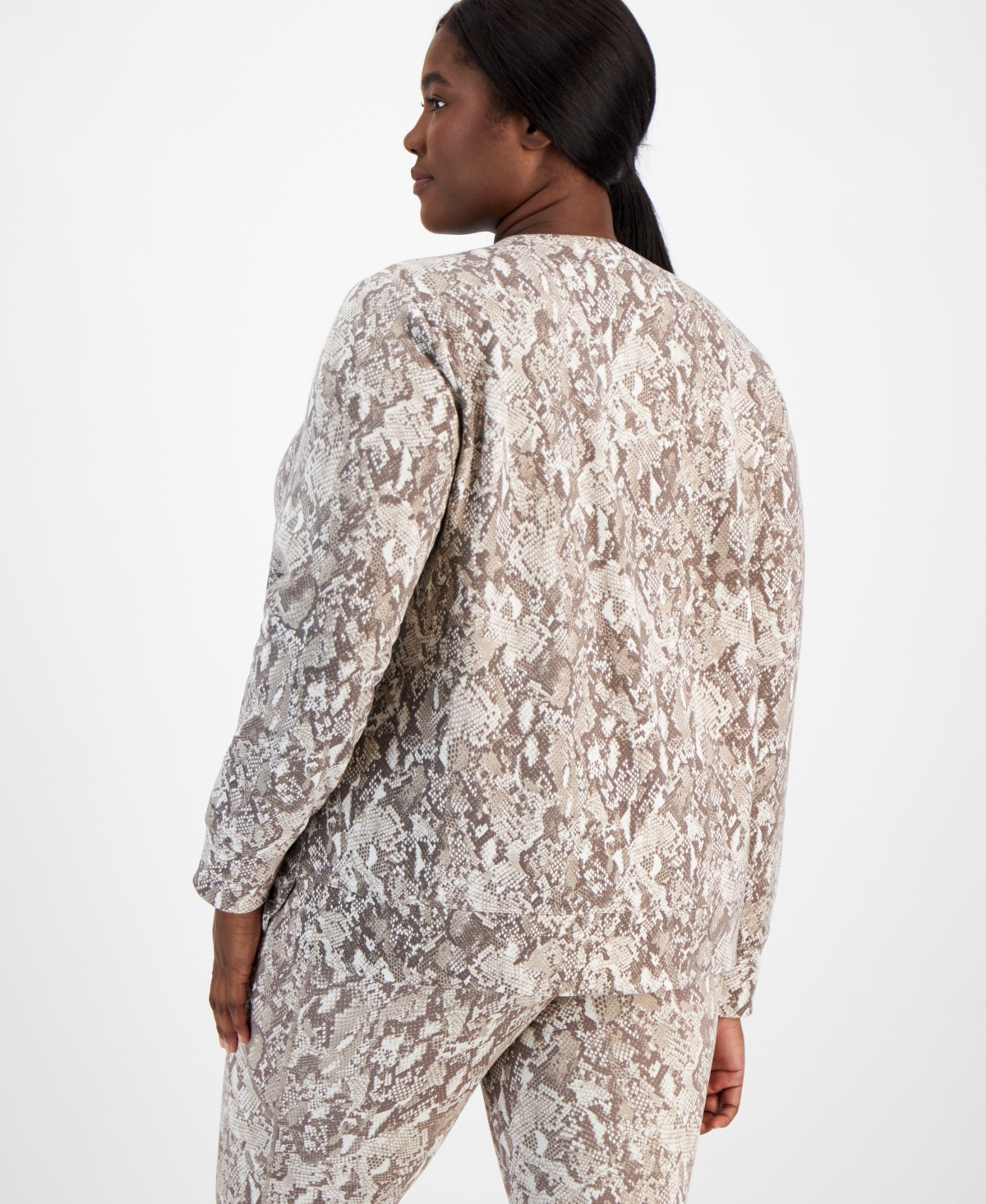 Id Ideology Plus Size Snakeskin-Print Fleece Sweatshirt, Created for Macy's
