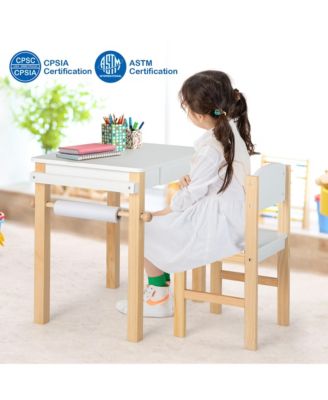 Kids Table and Chair Set Wooden Activity Drawing Study Desk