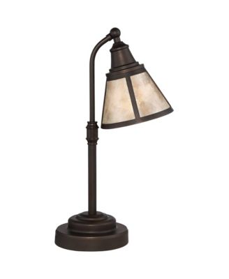 Malta Rustic Farmhouse Desk Lamp 18 1/2" High Satin Bronze Metal Adjustable Blond Mica Shade for Bedroom Living Room Bedside Nightstand