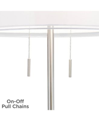 Roxie Modern Floor Lamp Standing 65 1/2" Tall Brushed Nickel Sheer Linen Double Drum Shade for Living Room Bedroom Office House