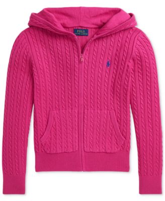 Polo Ralph Lauren Big Girls Mini Cable Cotton Full Zip Hoodie Macy s