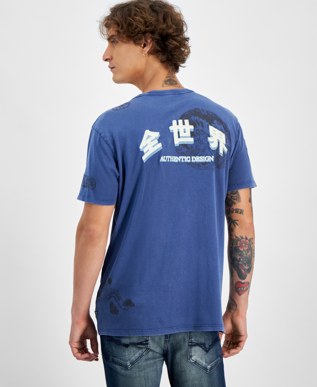 Guess Men's Japanese Dragon Graphic T-Shirt