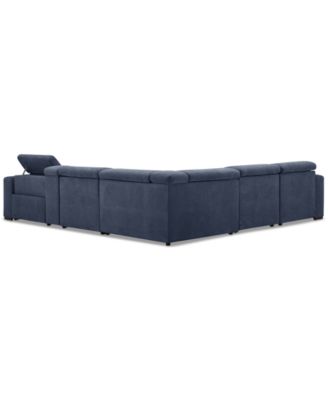 Nevio 6-Pc. Fabric Power Headrest Sectional with Chaise & Console and 1 Power Motion Chair