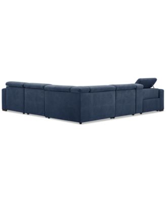 Nevio 6-Pc. Fabric Power Headrest Sectional with Chaise & Console and 1 Power Motion Chair